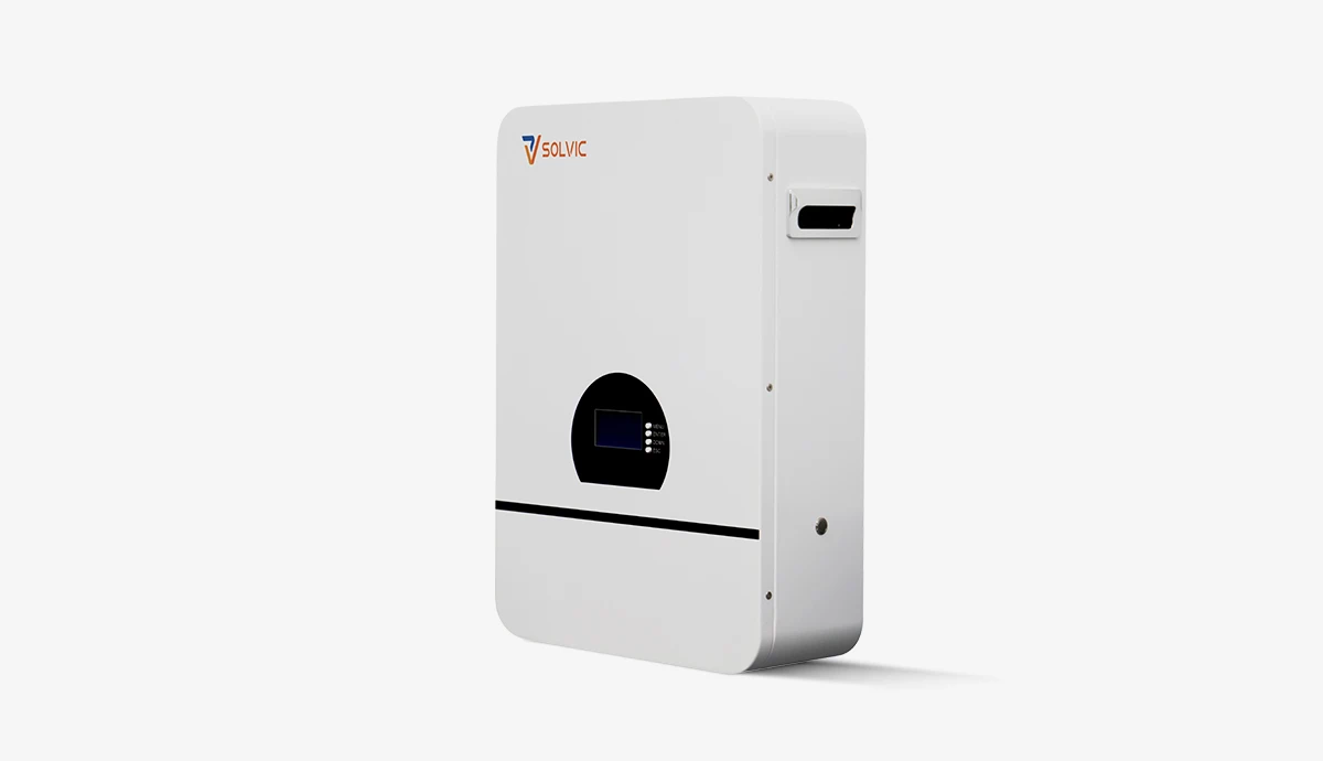 Solvic 51.2V 100Ah LiFePO4 battery module – 5.12kWh wall-mounted lithium battery for 48V solar storage systems, compatible with 6kW hybrid inverters for US residential backup and off-grid applications